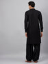 Men's Black Cotton Blend Pathani Suit Set